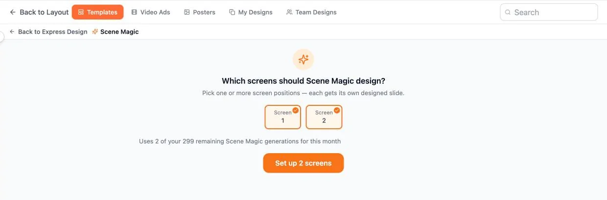Which screens should Scene Magic design?