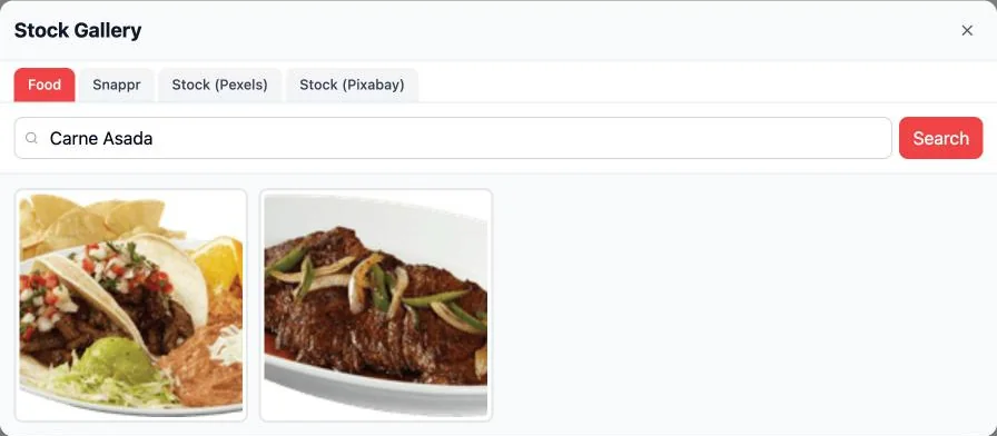 Stock Gallery showing carne asada photos