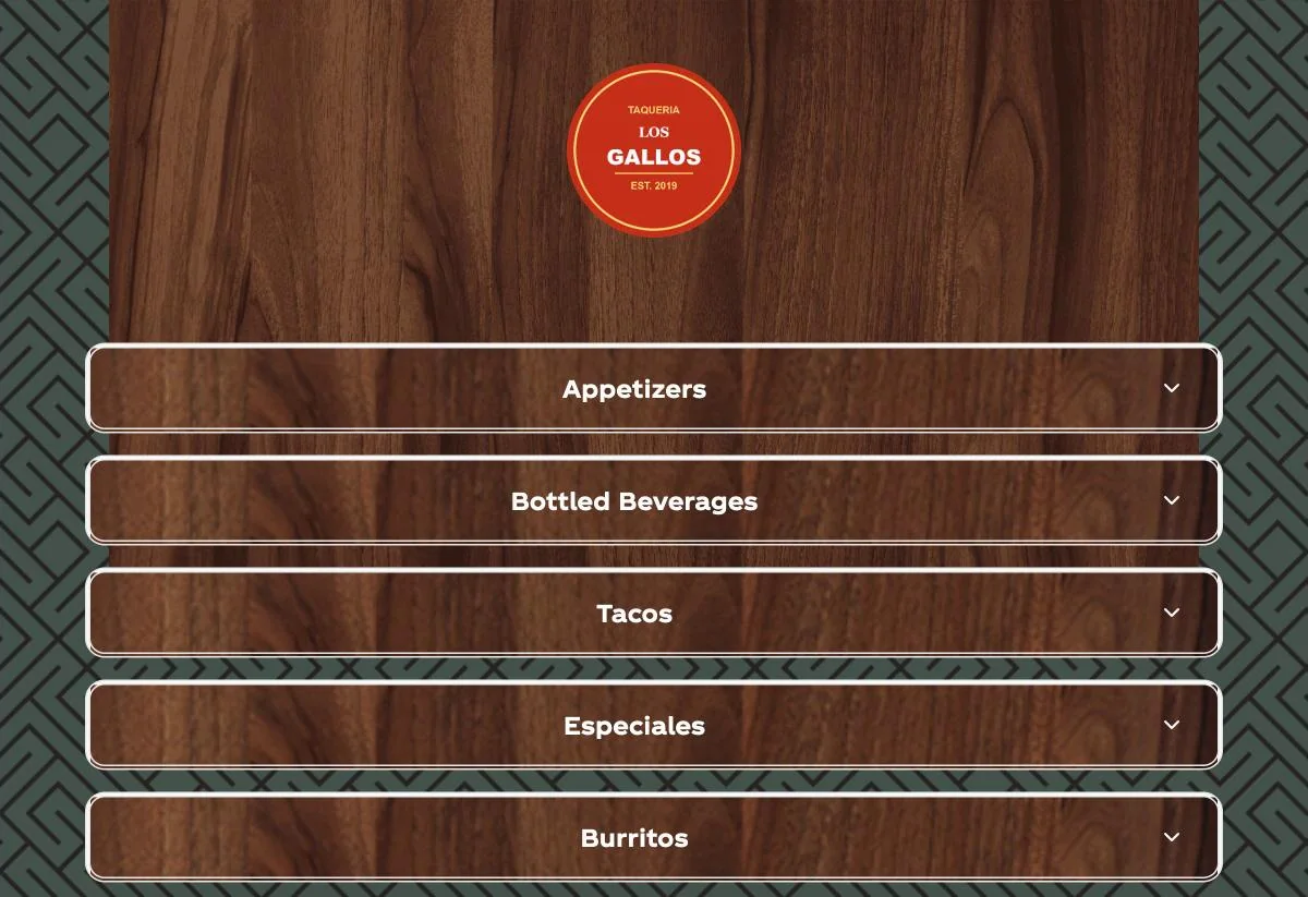 The guest QR menu with the Los Gallos logo
