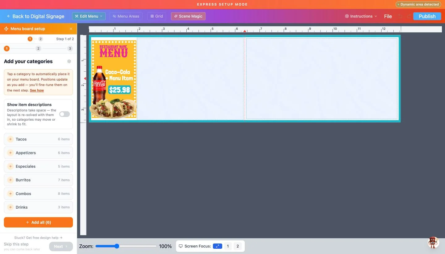 The setup wizard: Add your categories