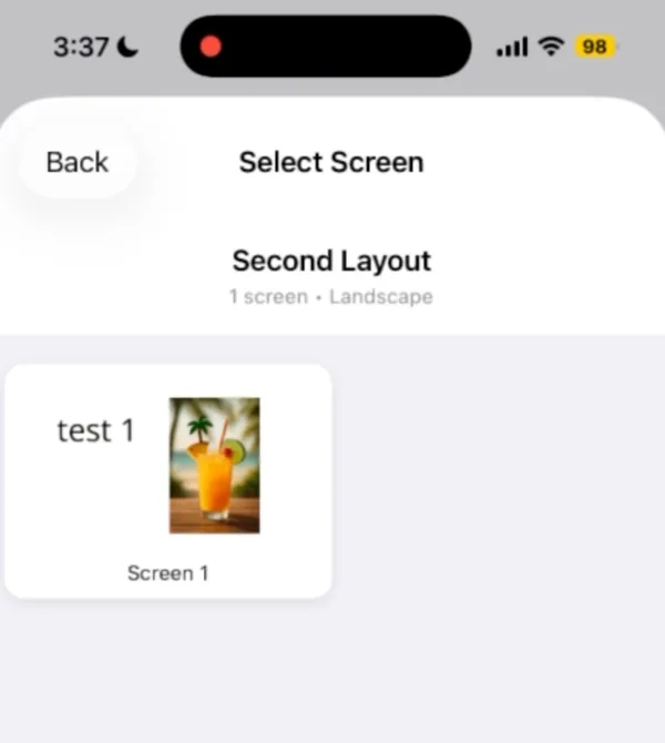 Select Screen with Screen 1 of the layout