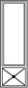 a skinny black rectangle outline viewed vertically with two smaller rectangles inside of the large outline. The smaller inner rectangle at the bottom has an X through it