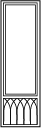 a skinny black rectangle outline viewed vertically with two smaller rectangles inside of the large outline. The smaller inner rectangle at the bottom has vertical lines through it through it