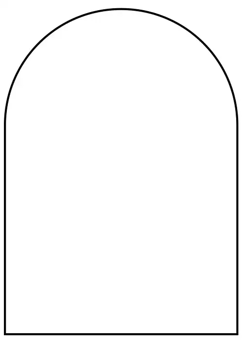 a black outline of an arched door