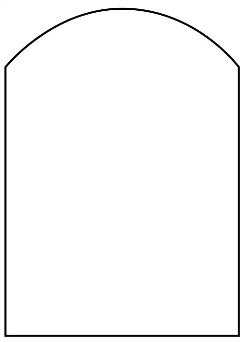 a black outline of an arched door