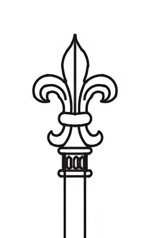 a line drawing of the top of a fence that is pointed  in an fleur deli shape