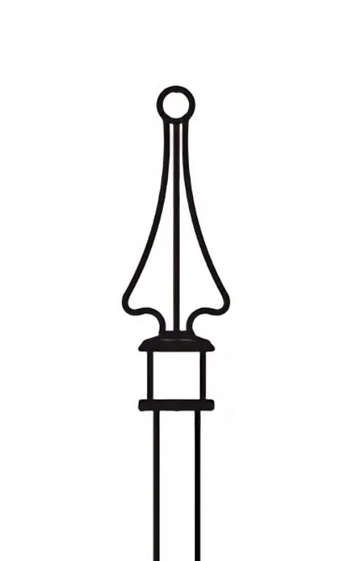 a line drawing of the top of a fence that is pointed almost in an arrow shape