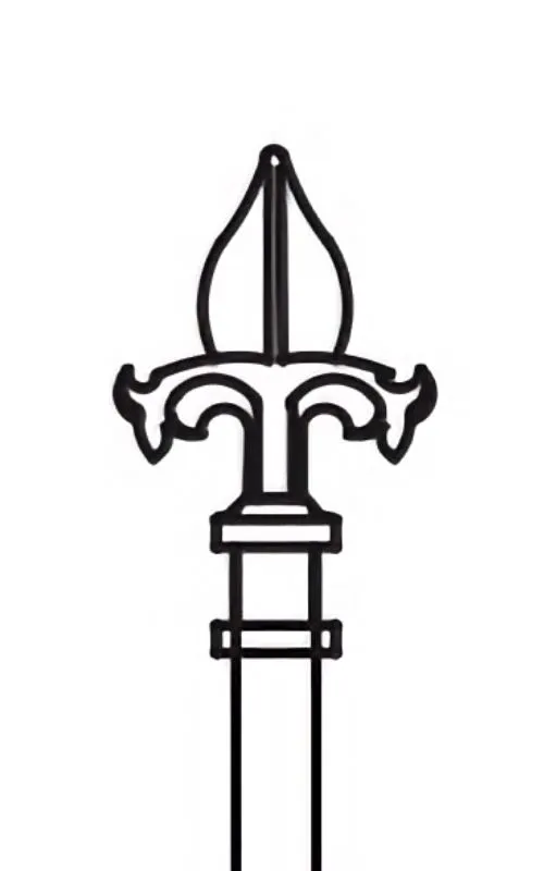 a line drawing of the top of a fence that is pointed like a short sword