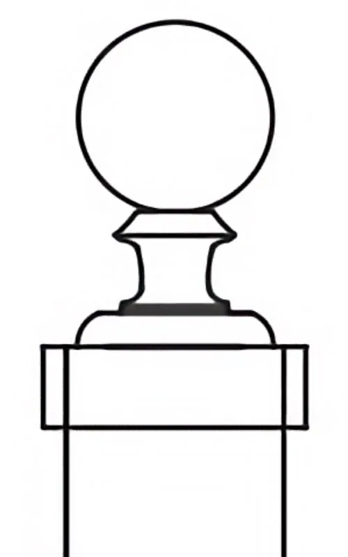 a line drawing of the top of a fence with a circle top