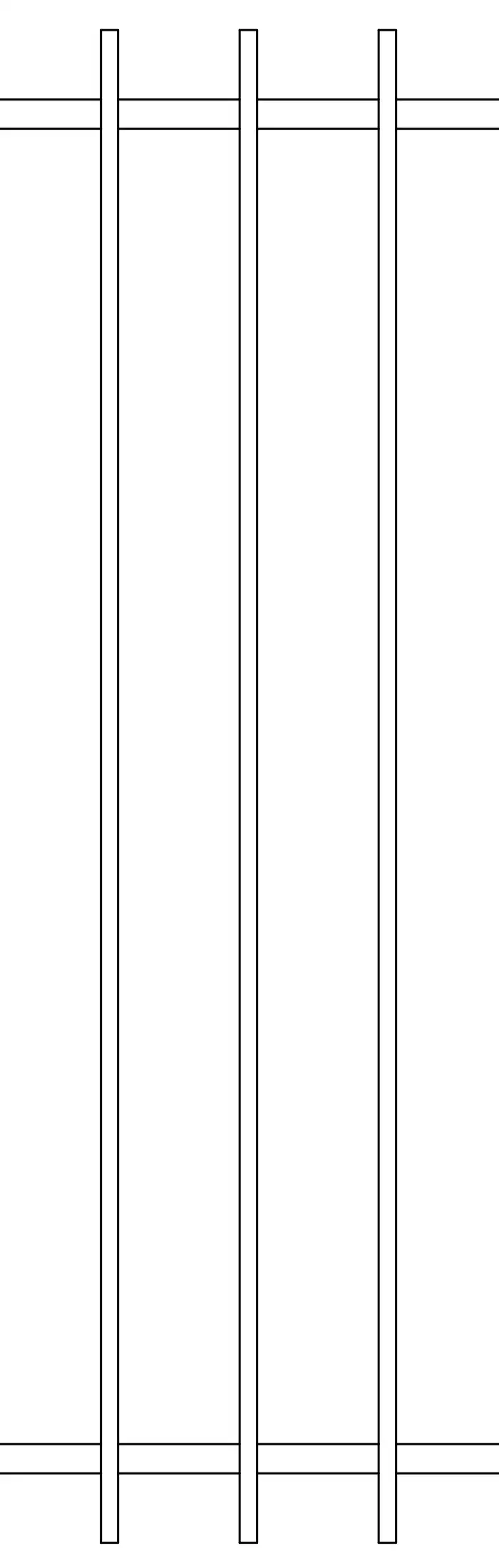 a line drawing close up of a iron simple fence