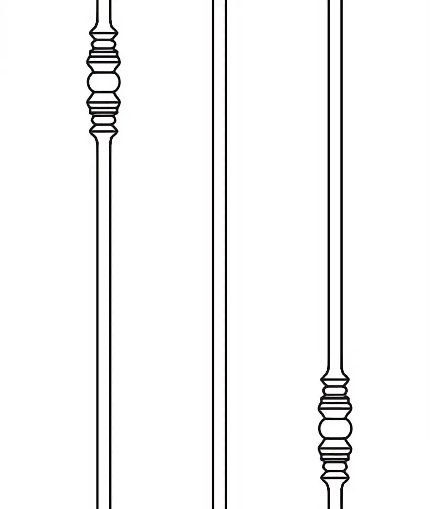 a close up of a line drawing of fence rods 
