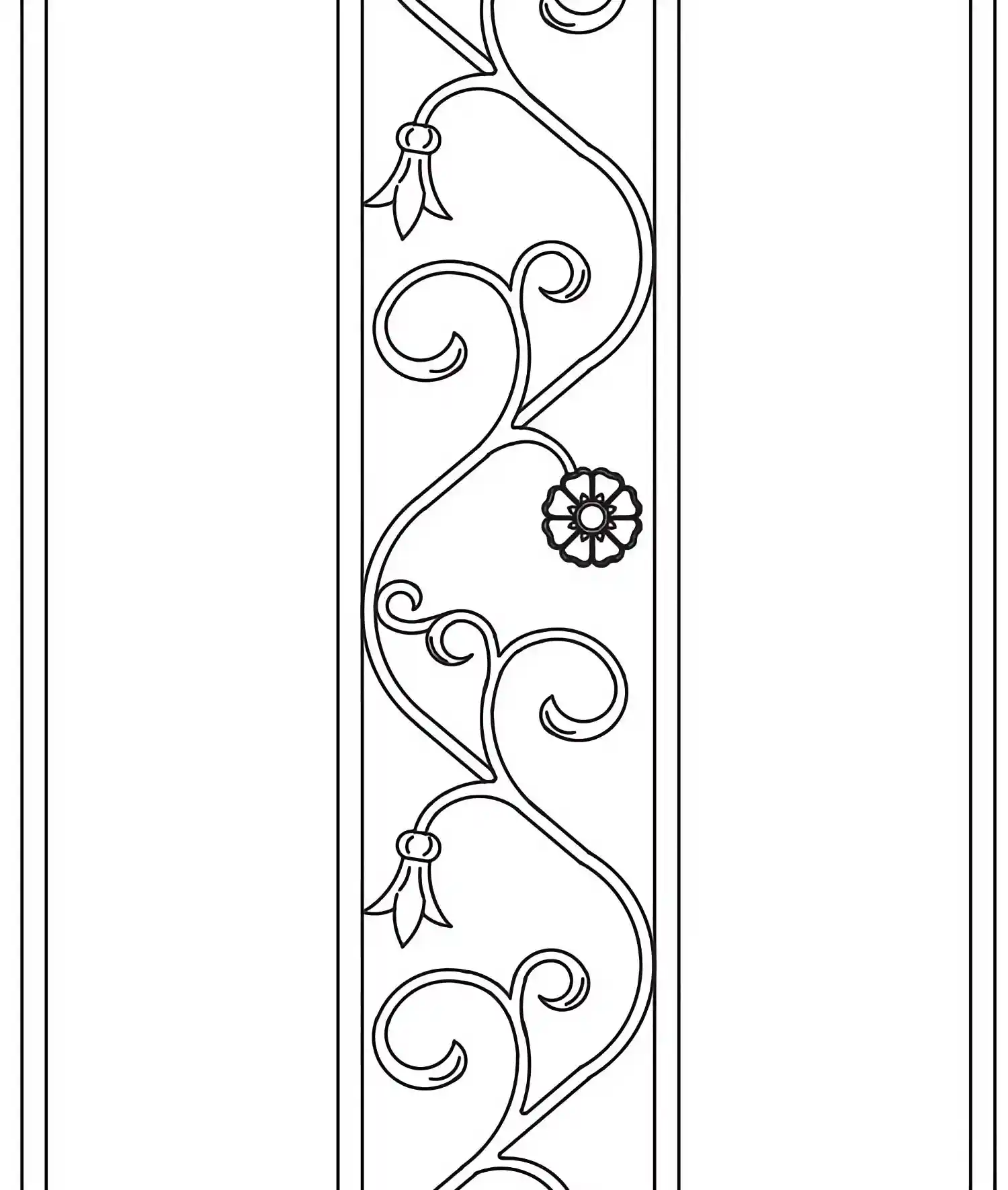 a close up of a line drawing of fence rods with a twist detail patter