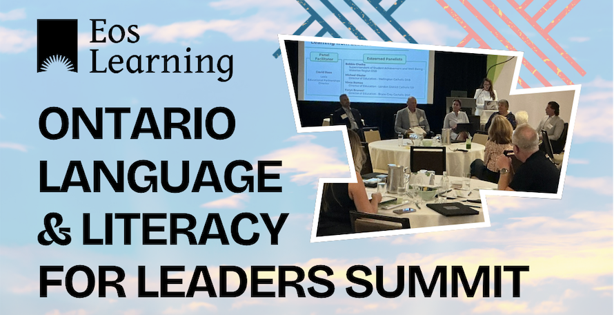 Ontario Language & Literacy for Leaders Summit with a panel discussion photo on a sky background.