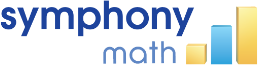 Symphony Math logo with bar chart of three ascending vertical bars in blue and gold.