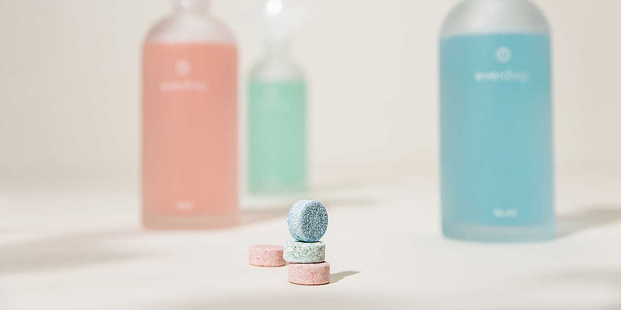 everdrop Putzmittel für Bad, Küche. und Glas mit den jeweiligen Tabs