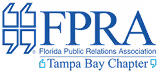 Logo of the Florida Public Relations Association Tampa Bay Chapter featuring stylized HFPR letters in blue.
