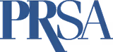 PRSA logo with large blue letters overlapping on a white background.