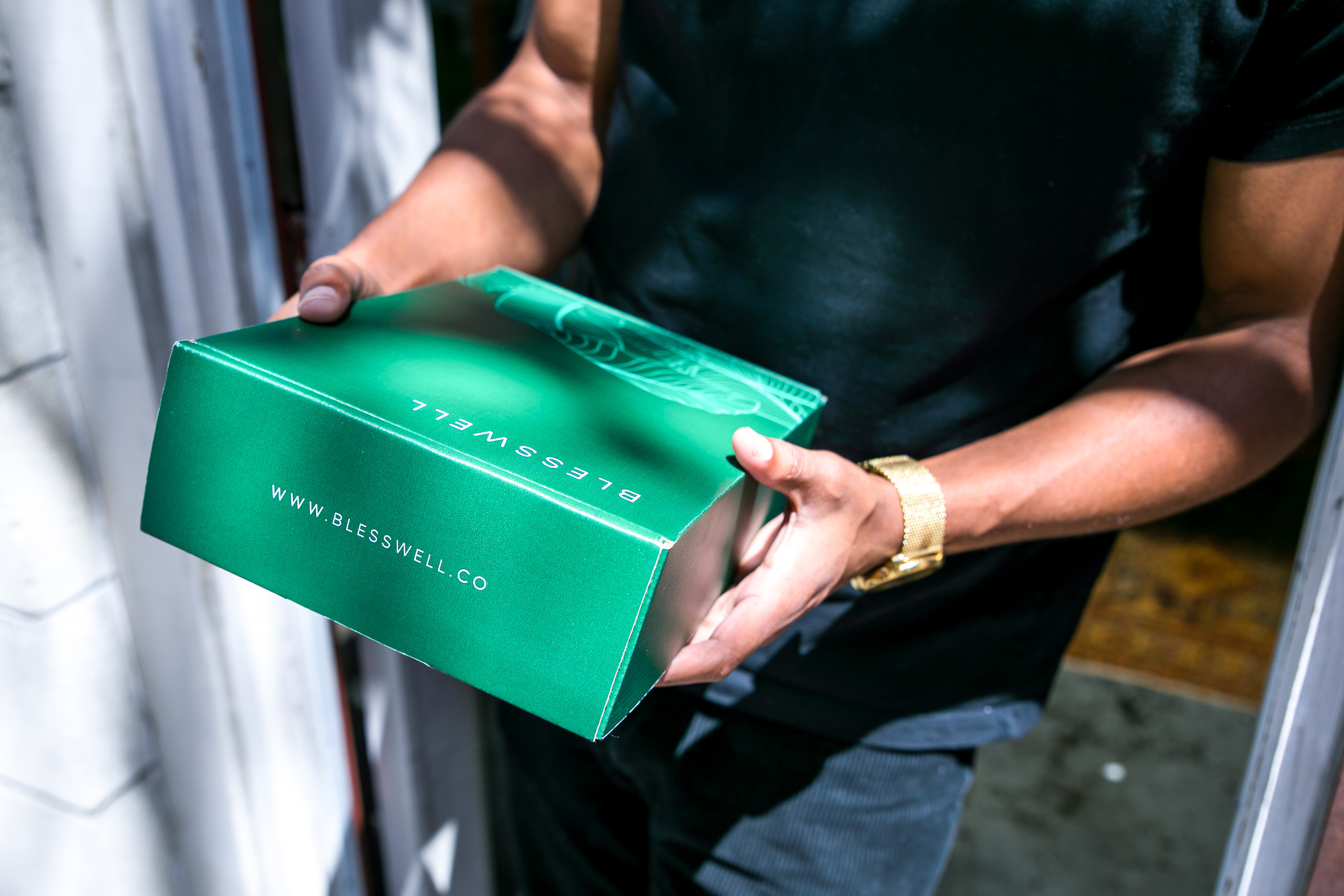 BLESSWELL men’s grooming packaging designed by Tantrum Agency shown in branded product packaging
