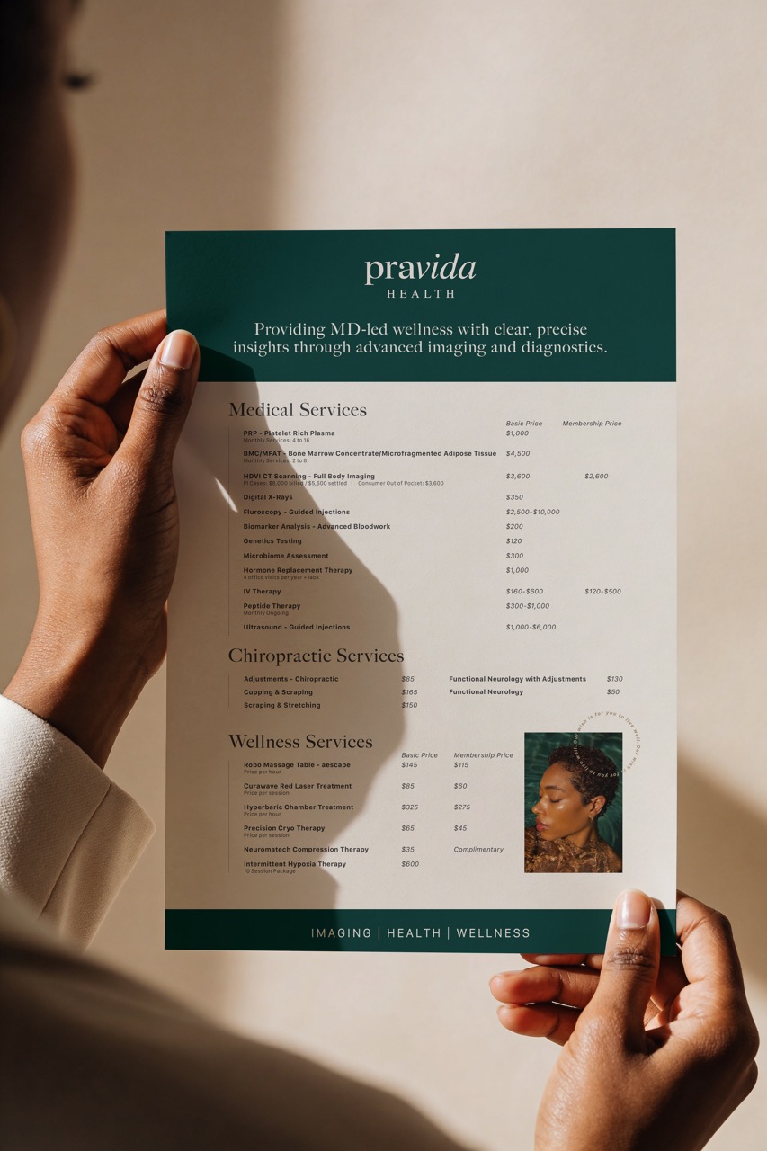 Pravida Health sales sheet designed by Tantrum Agency for the longevity and wellness brand