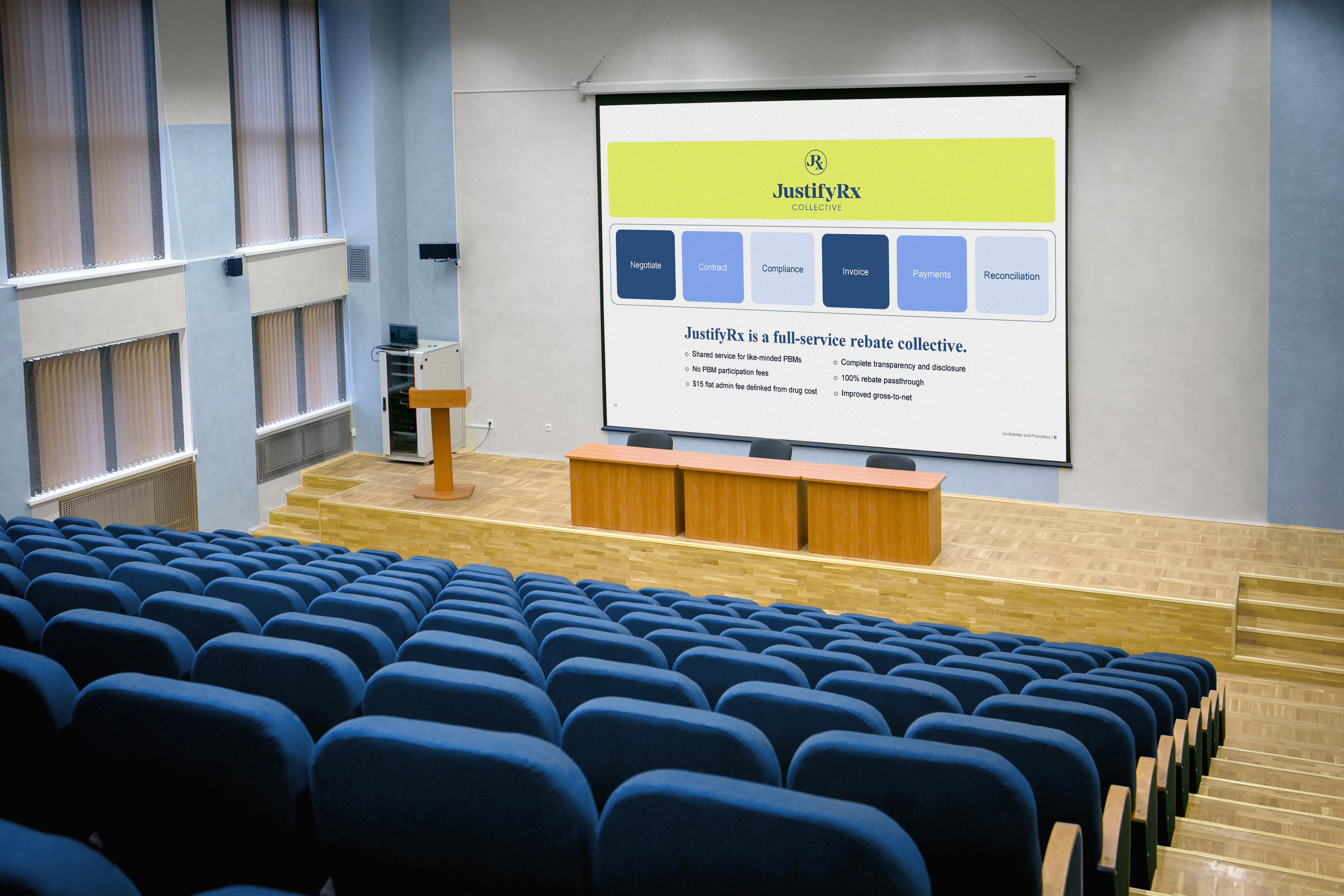 JustifyRx presentation design by Tantrum Agency featuring the healthcare brand’s visual identity and messaging system