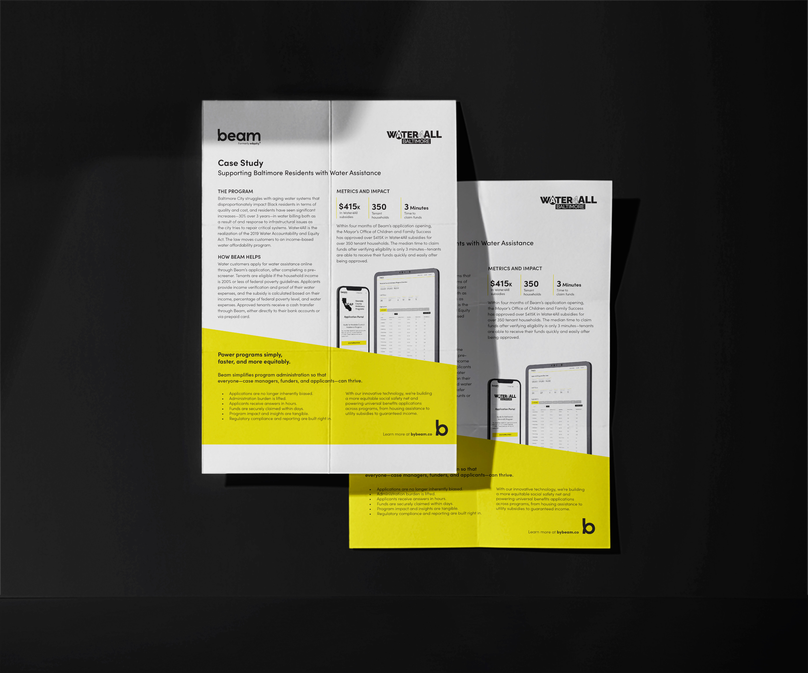 Tantrum Agency marketing collateral for Beam featuring a branded sell sheet and visual identity system