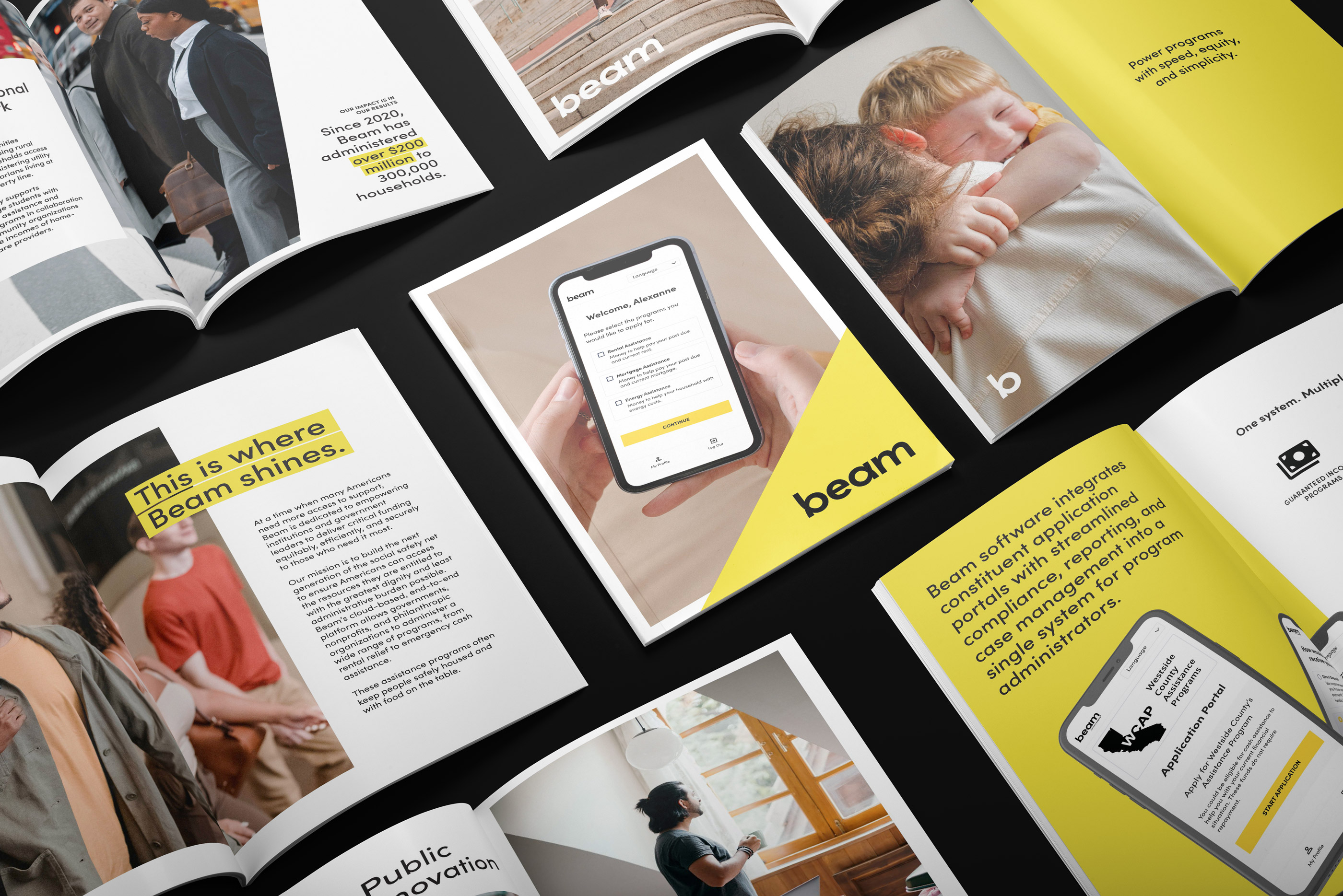 Tantrum Agency brand identity for Beam applied to a printed brochure and marketing collateral