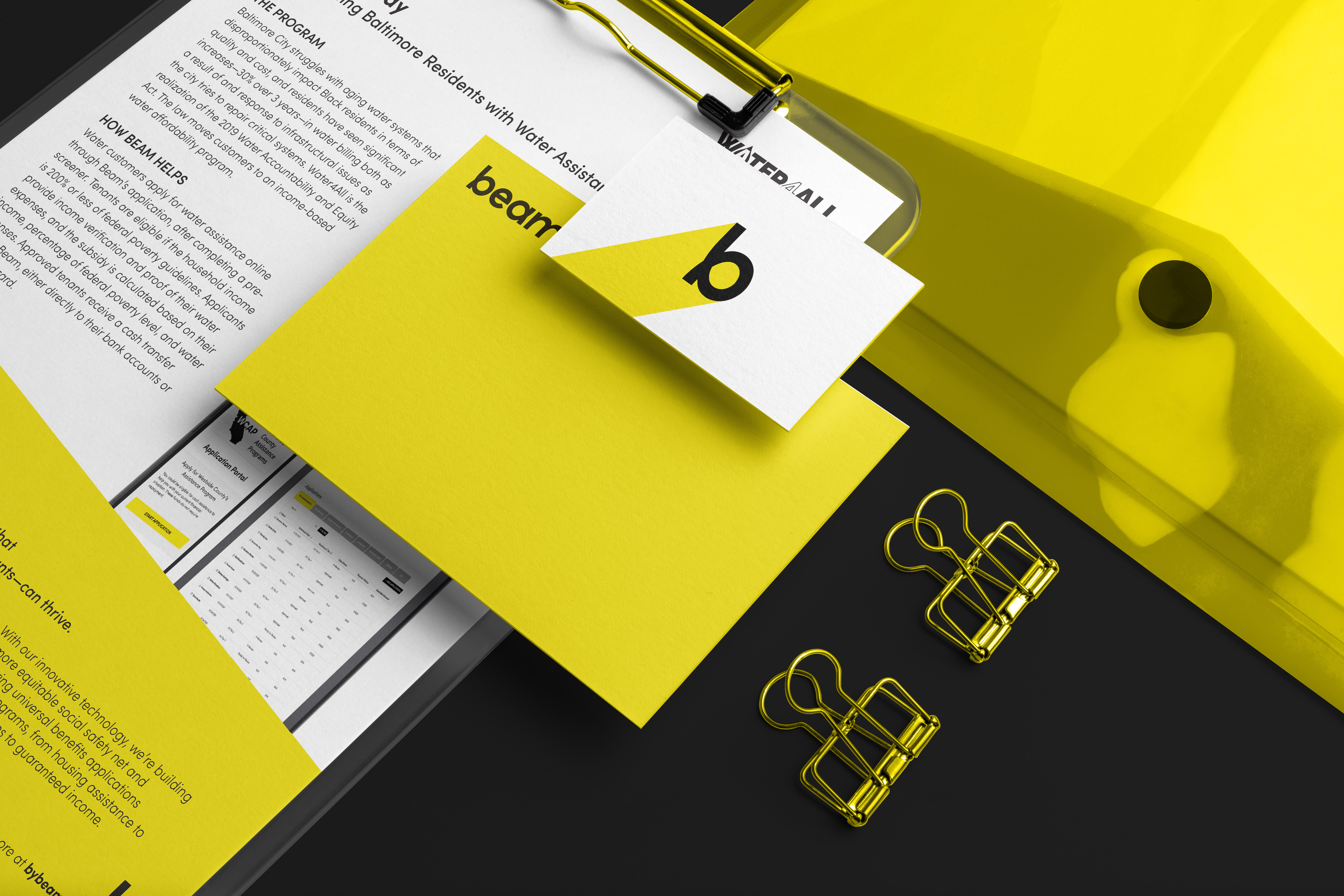 Beam brand system by Tantrum Agency applied across stationery and printed business materials