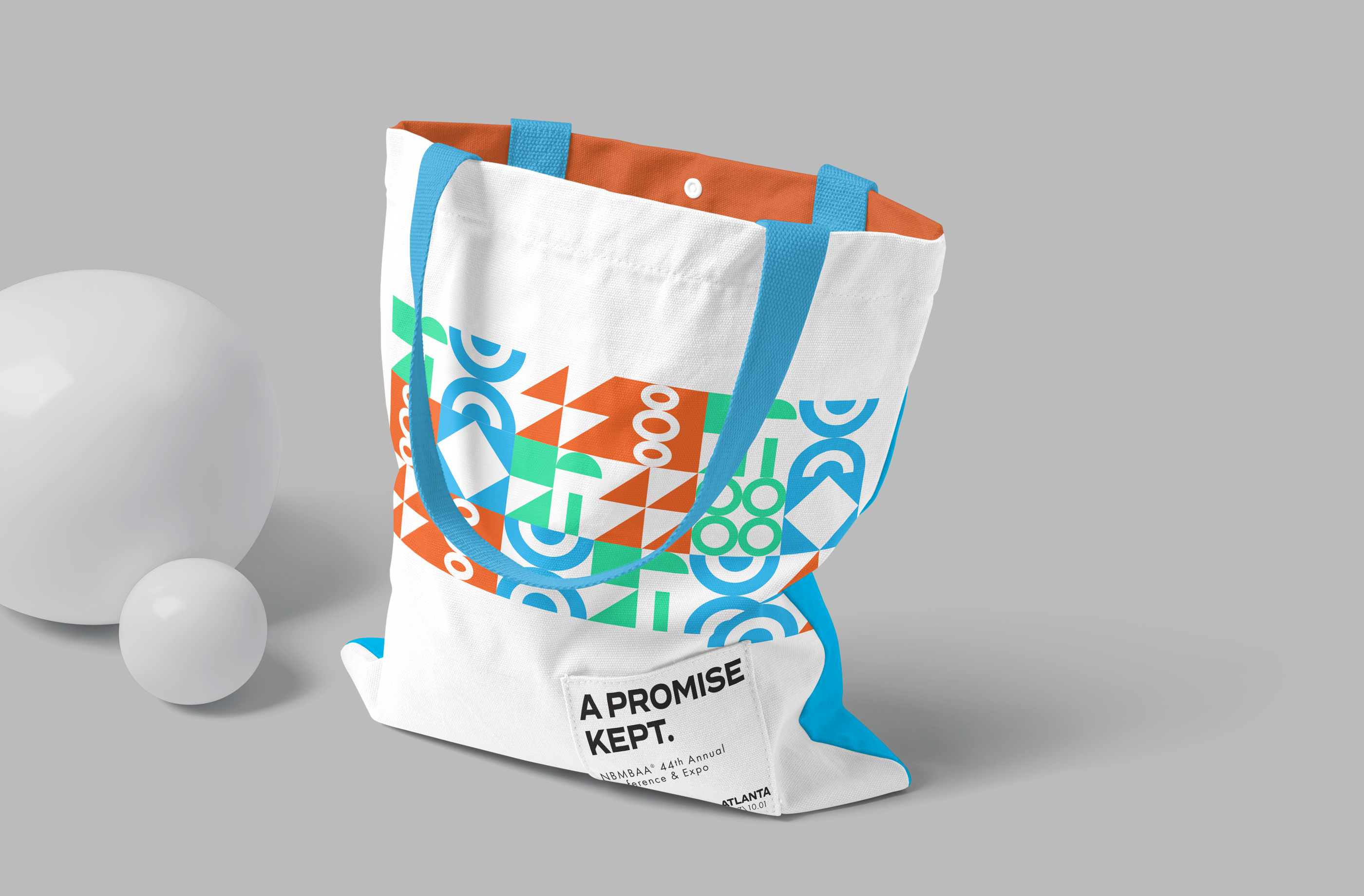 Tantrum Agency NBMBAA conference identity applied to an A Promise Kept branded tote bag