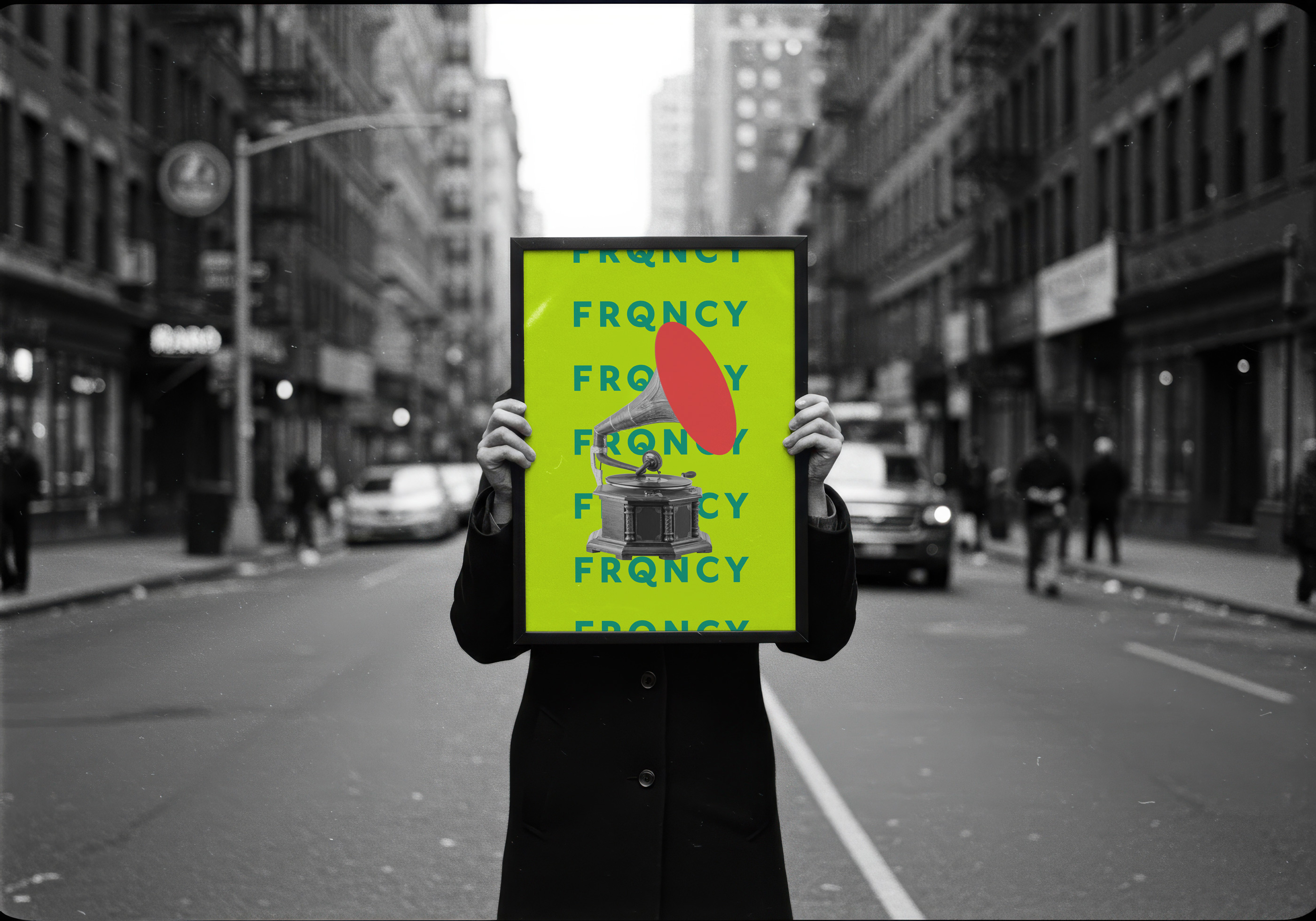 Tantrum Agency FRQNCY Media rebrand displayed as a colorful street mural inspired by audio culture