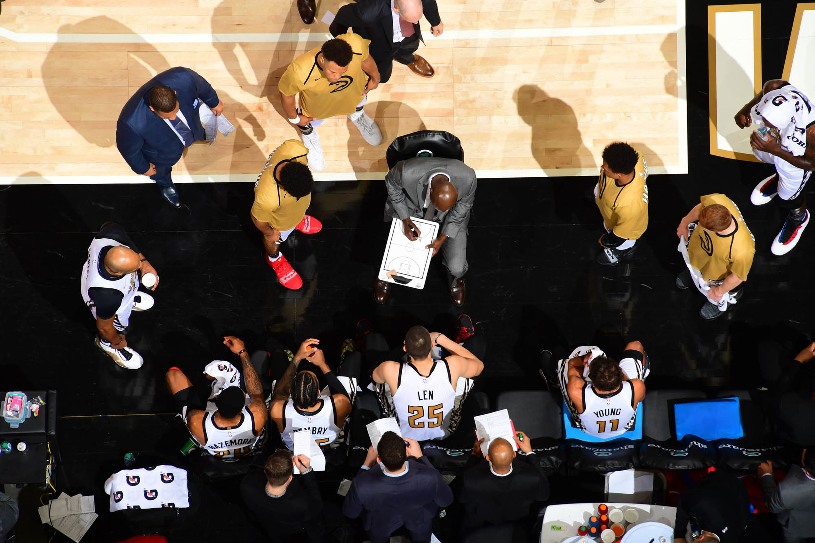 Tantrum Agency Hawks 50th anniversary campaign for the Atlanta Hawks featuring players and staff gathered courtside