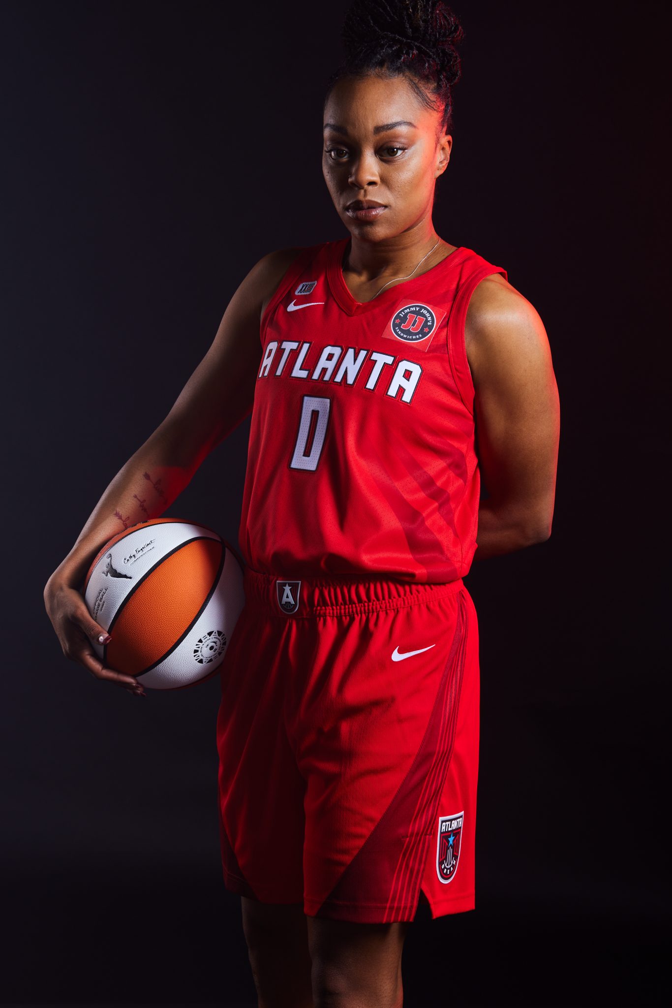 Atlanta Dream player wearing the Nike Explorer Edition uniform featuring the Tantrum Agency rebrand