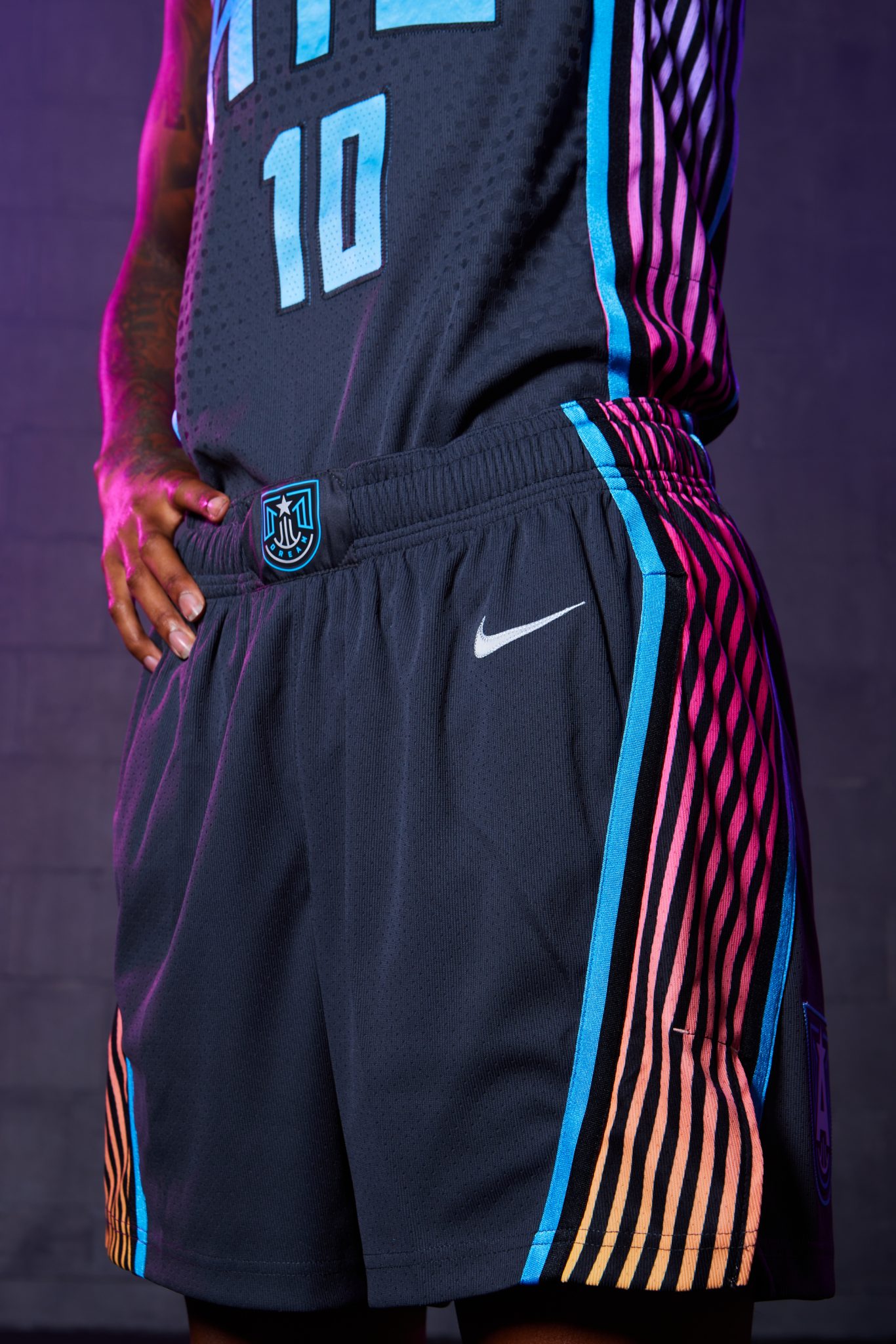 Atlanta Dream player wearing the Nike Rebel Edition uniform featuring the Tantrum Agency rebrand