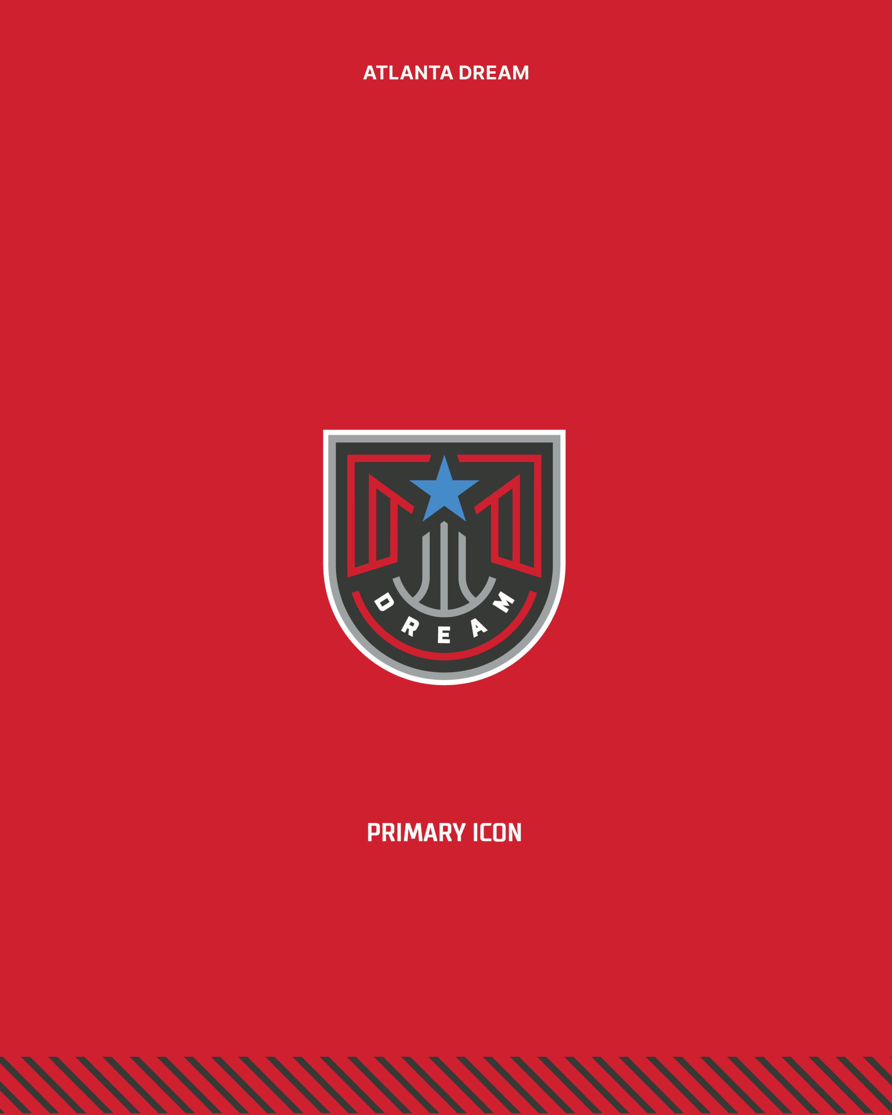 Tantrum Agency Atlanta Dream rebrand shown through the team's new primary icon for team graphics and branded visual applications