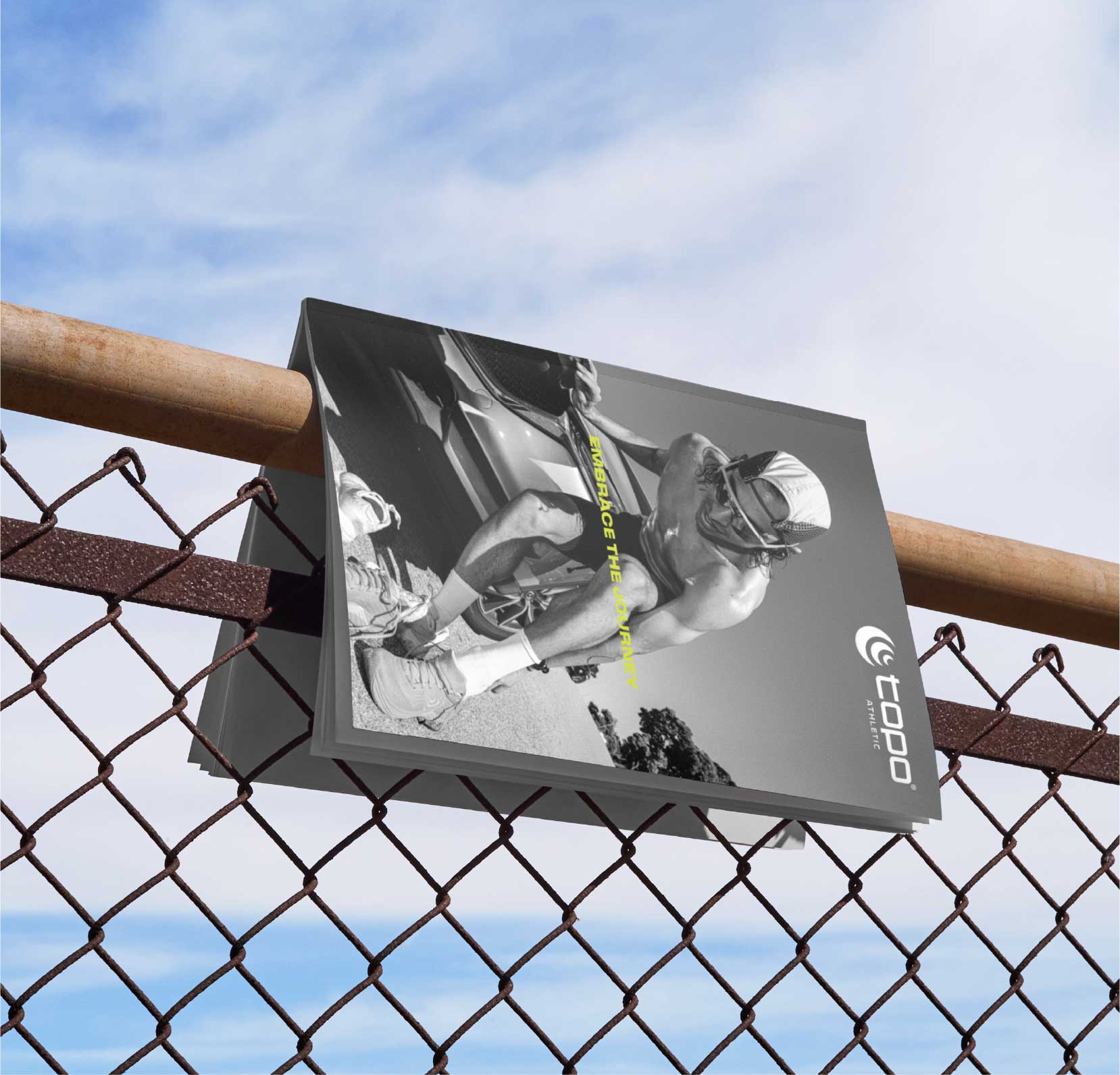 Tantrum Agency Embrace the Journey campaign for Topo Athletic displayed as a magazine cover