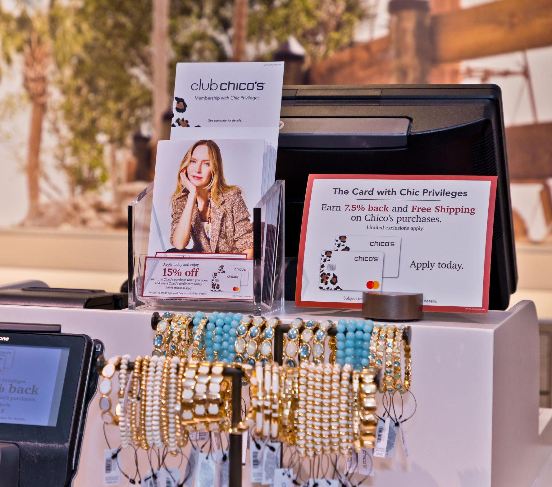 Tantrum Agency Club Chico’s creative for Chico’s shown through branded in-store loyalty program signage
