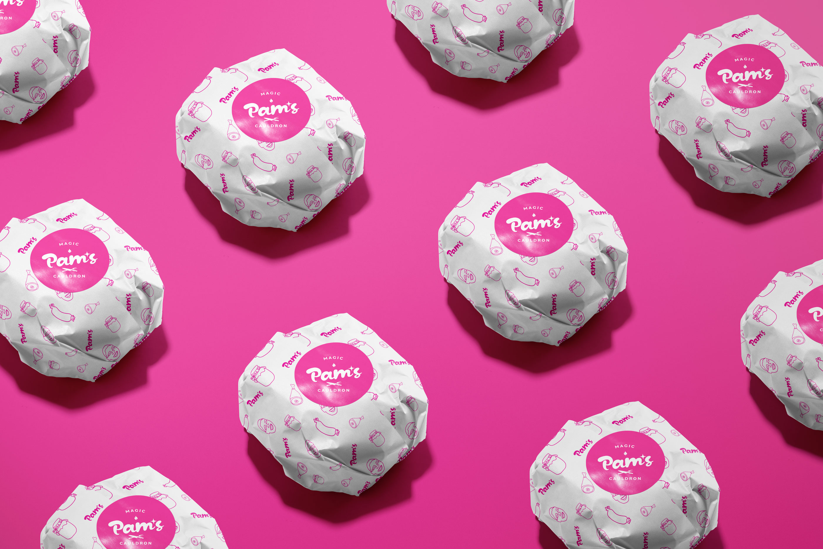 Pam’s Magic Cauldron food photography supporting the playful brand identity by Tantrum Agency
