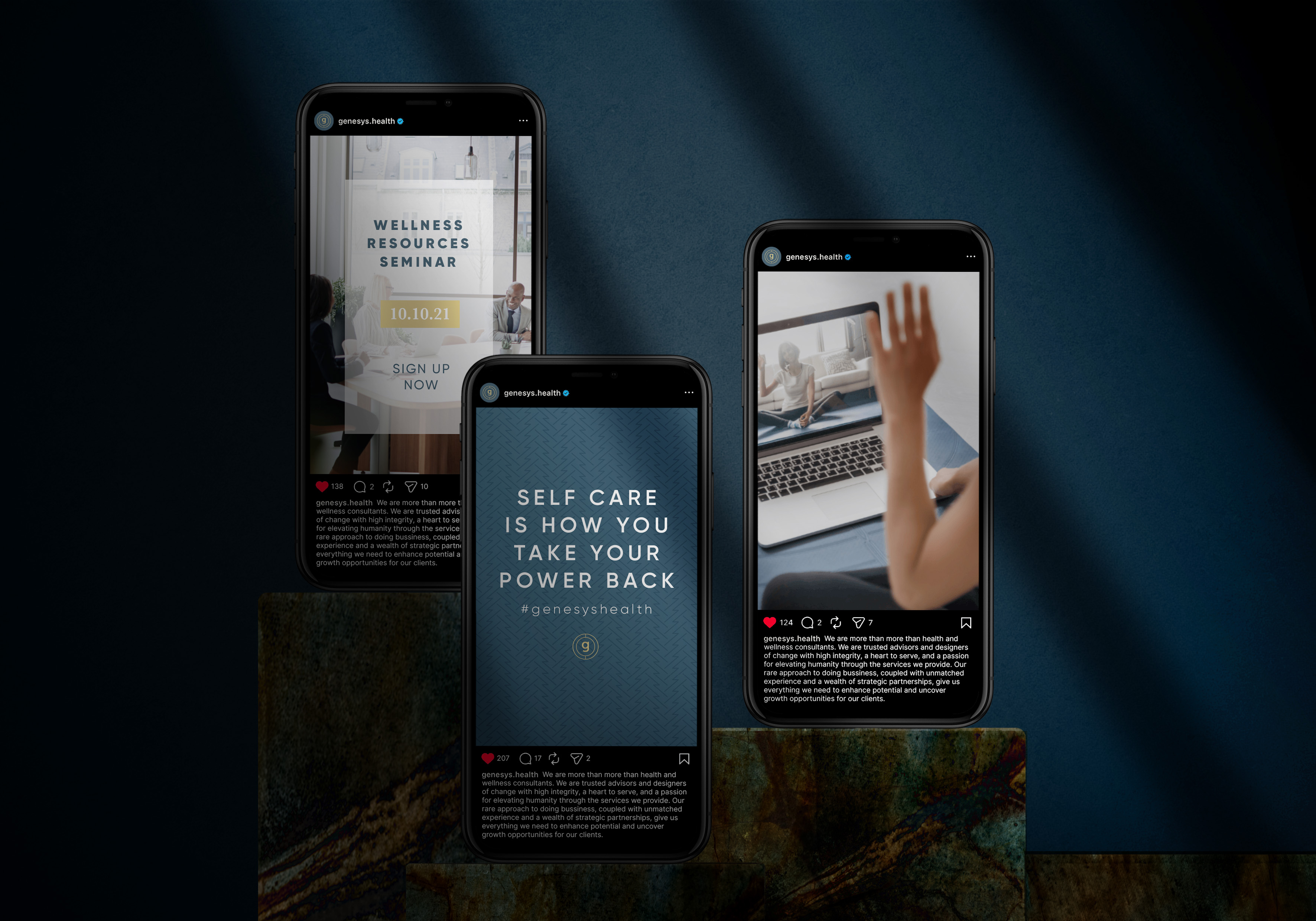 Tantrum Agency social media design for Genesys Health featuring the brand’s healthcare messaging