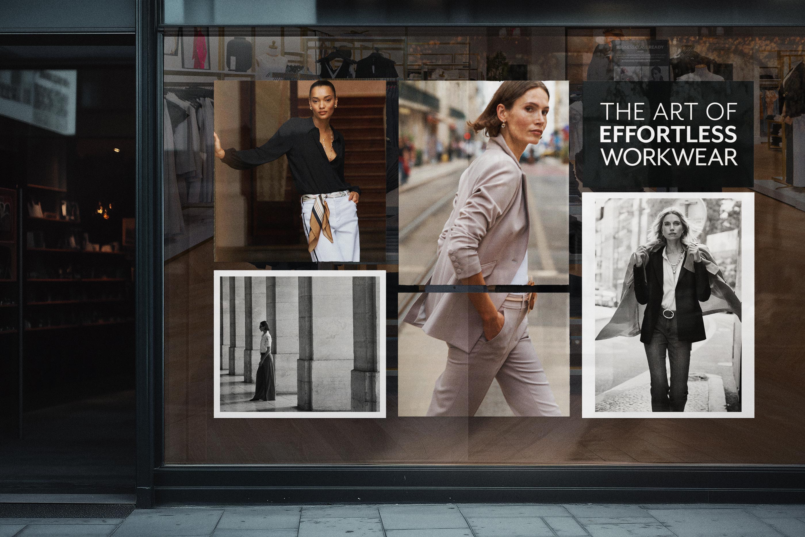 Tantrum Agency Work Kit campaign for White House Black Market displayed across a retail storefront window