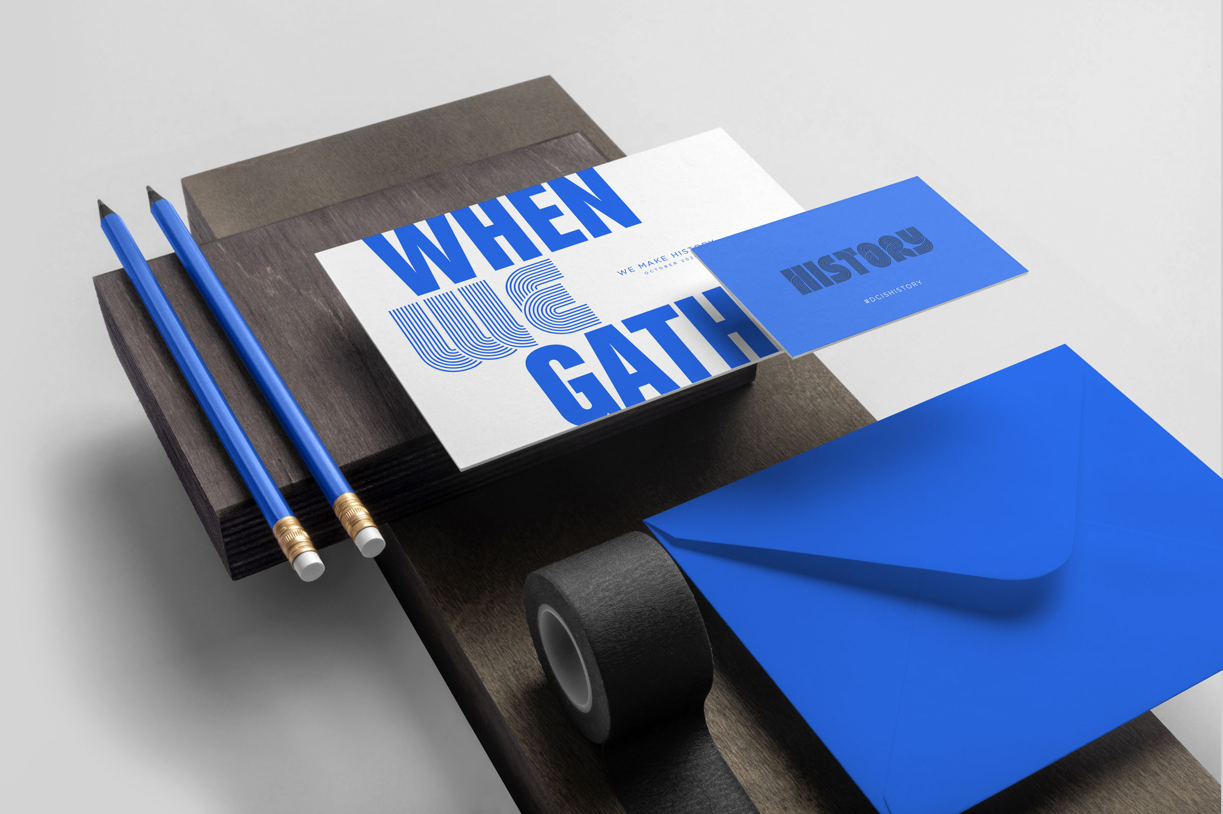 The Gathering Spot stationery featuring TGS Is History campaign design by Tantrum Agency