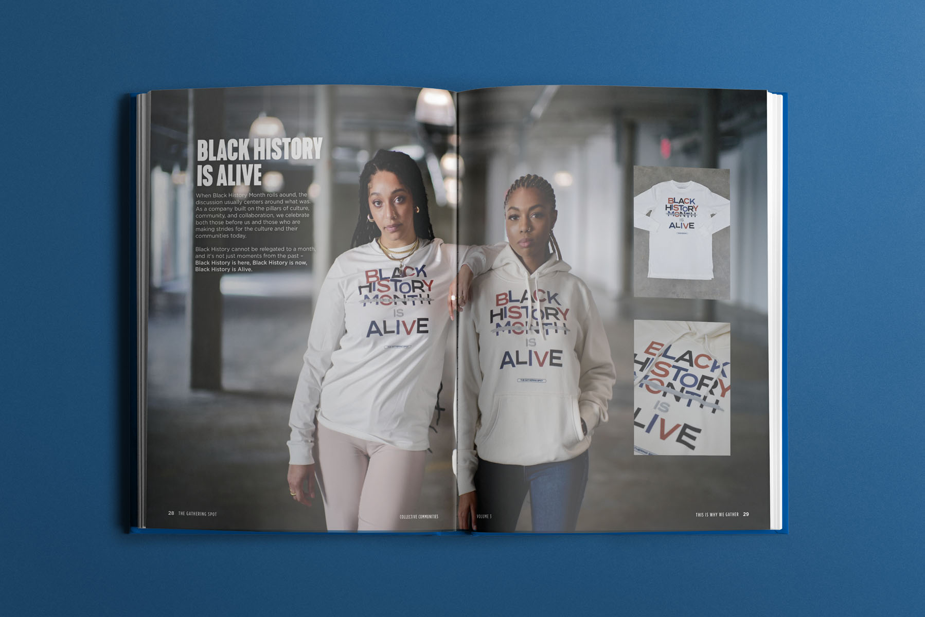 Tantrum Agency Collective Communities publication design featuring bold TGS member stories