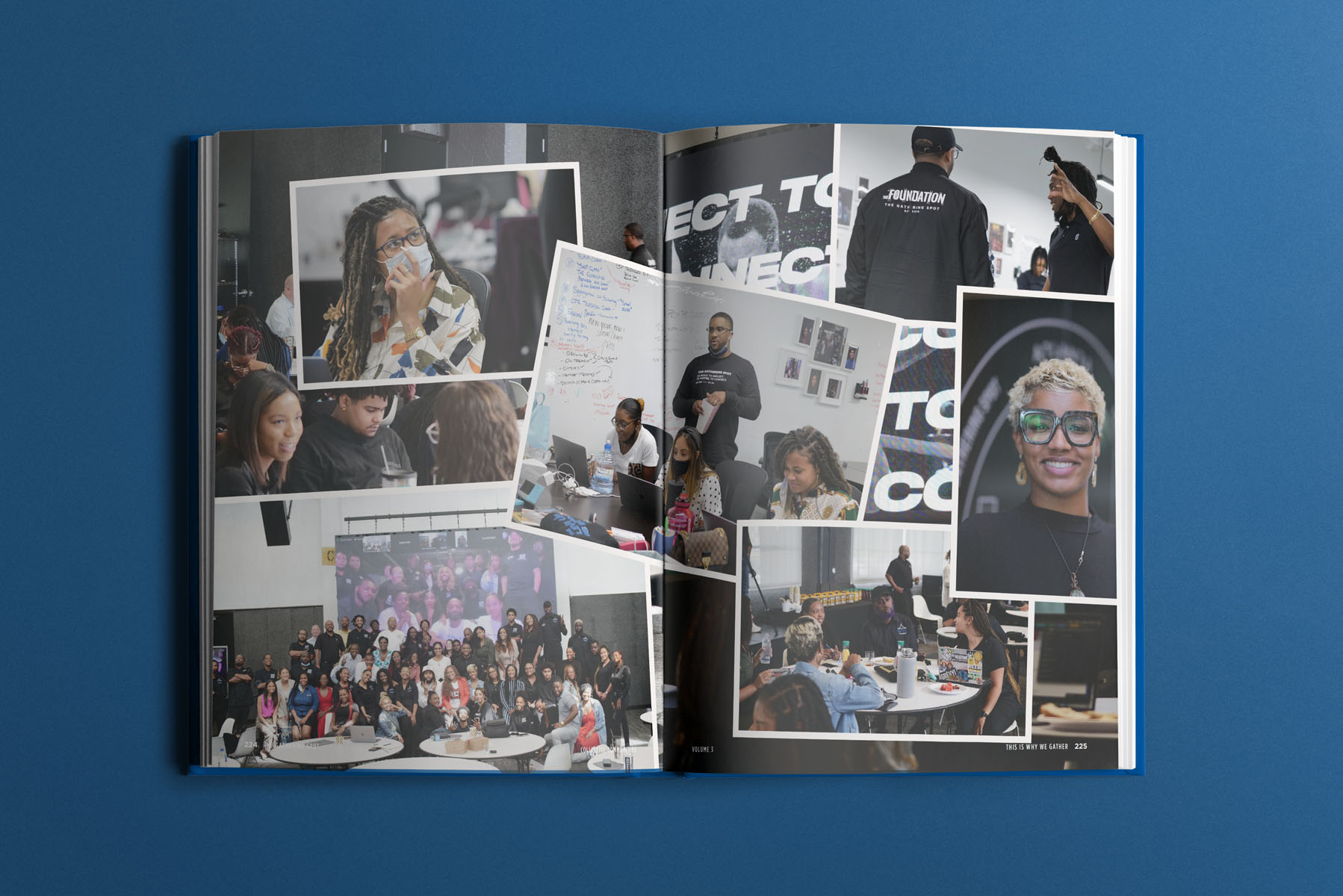The Gathering Spot Collective Communities publication by Tantrum Agency shown through a bold editorial spread