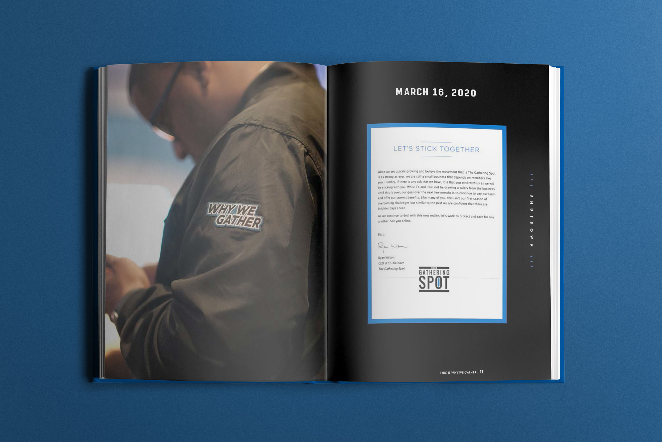 Tantrum Agency end-sheet design marking the narrative shift in The Gathering Spot Yearbook Vol. 2 during COVID-19