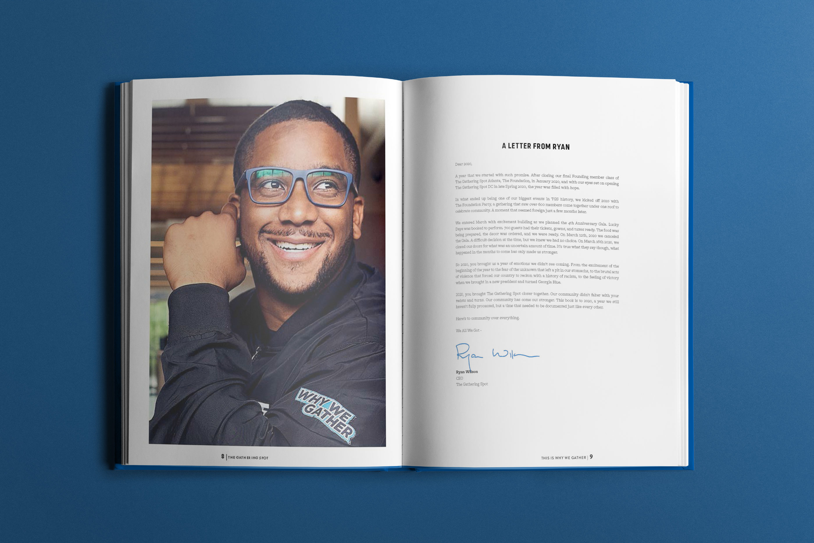 Tantrum Agency end-sheet design for The Gathering Spot Yearbook Vol. 2 introducing the publication’s editorial narrative