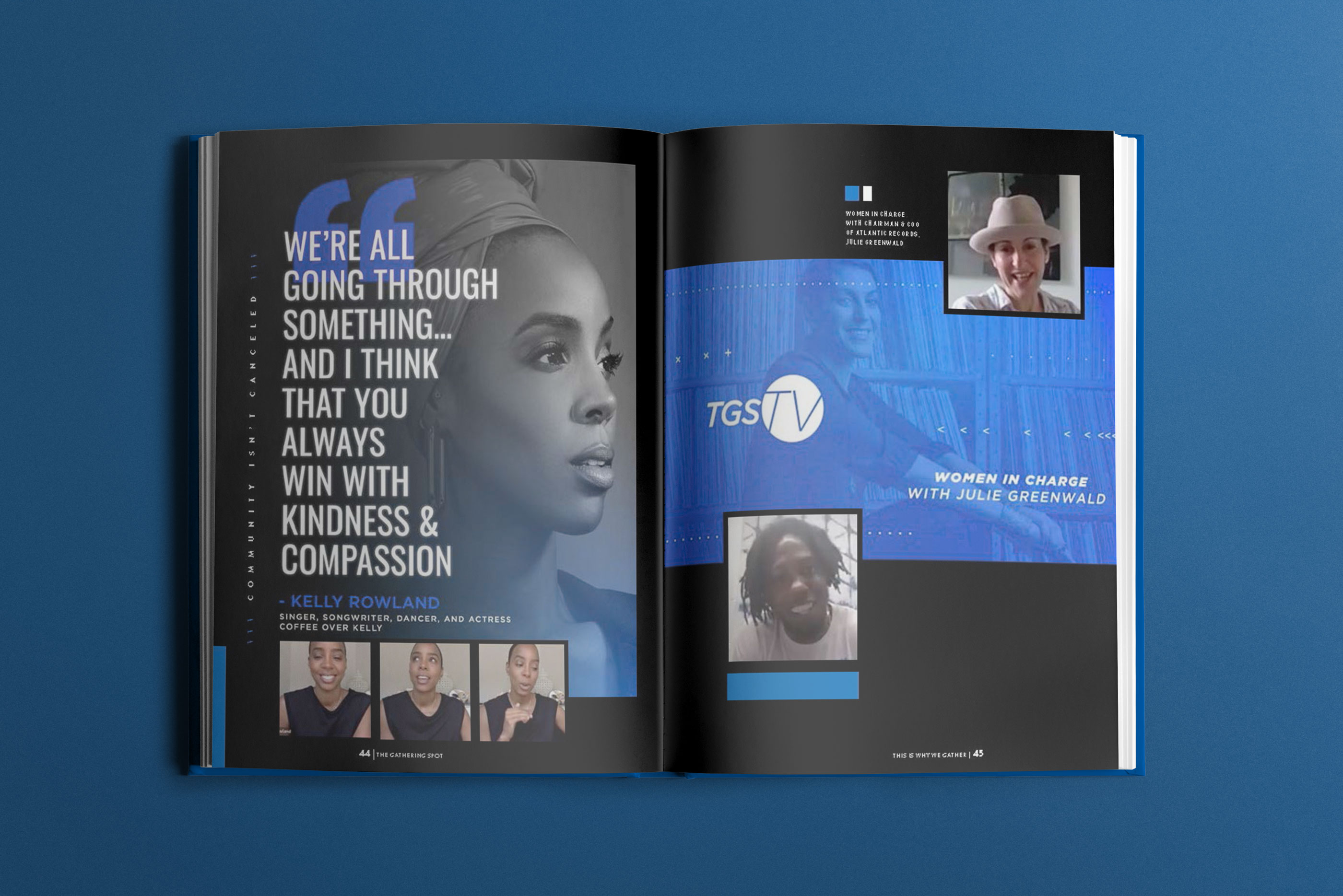 Tantrum Agency Yearbook Vol. 2 spread designed to be viewed after physically rotating The Gathering Spot publication