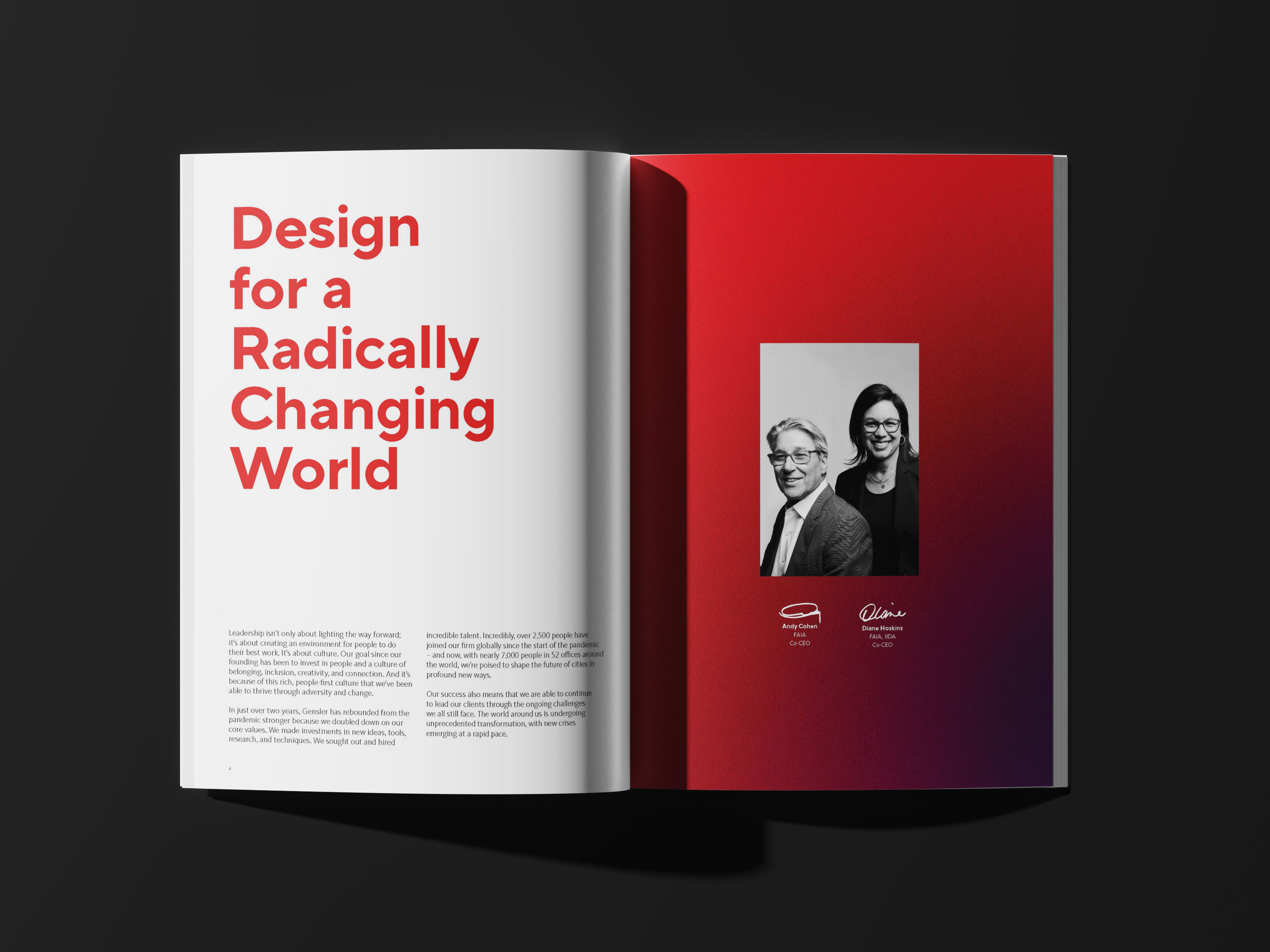 Gensler annual report editorial spread by Tantrum Agency featuring architecture and design storytelling