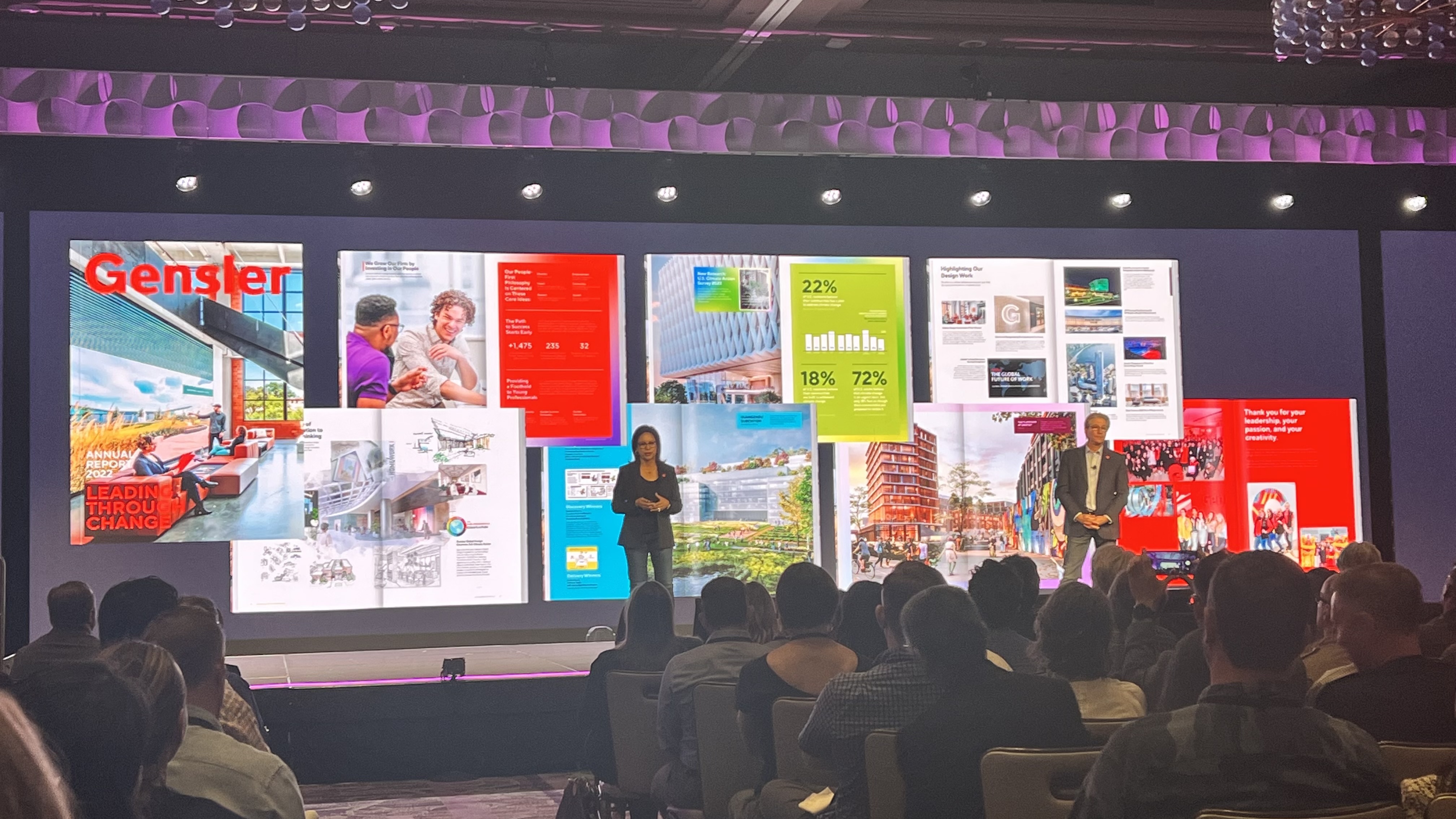 Tantrum Agency Gensler Leading Through Change annual report shown as a finished publication