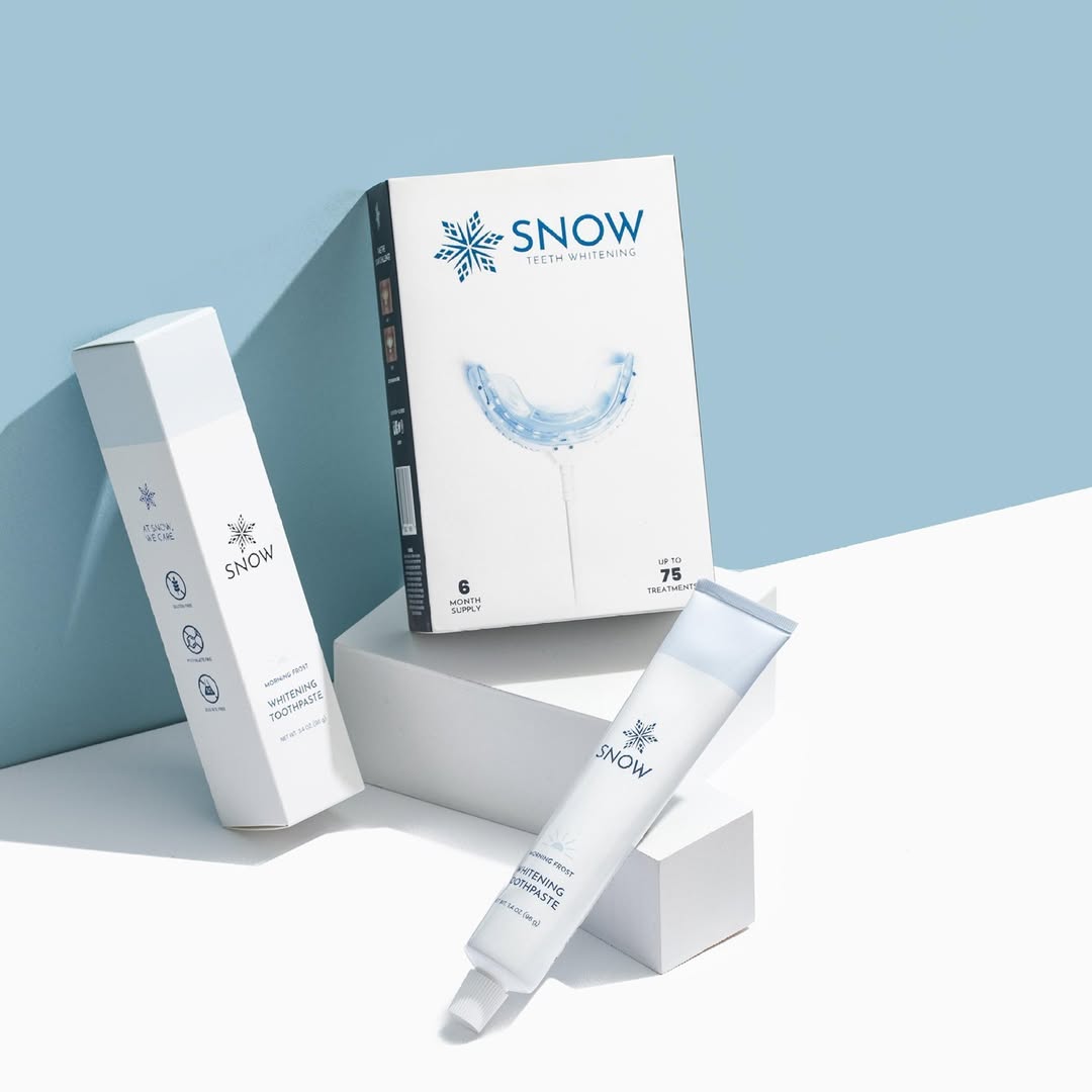 SNOW product packaging by Tantrum Agency featuring the brand’s clean white retail aesthetic