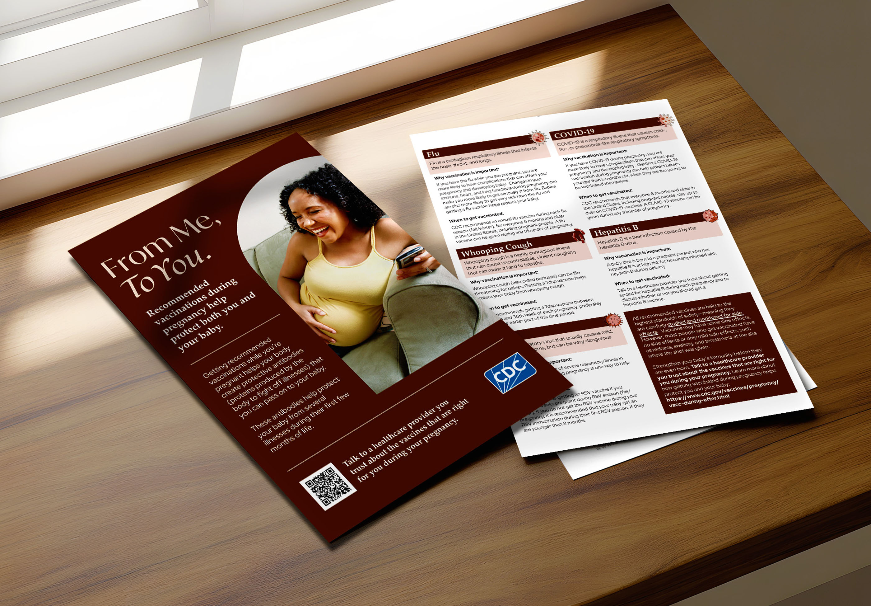 Tantrum Agency content design for the CDC From Me, To You campaign featuring a maternal vaccination fact sheet