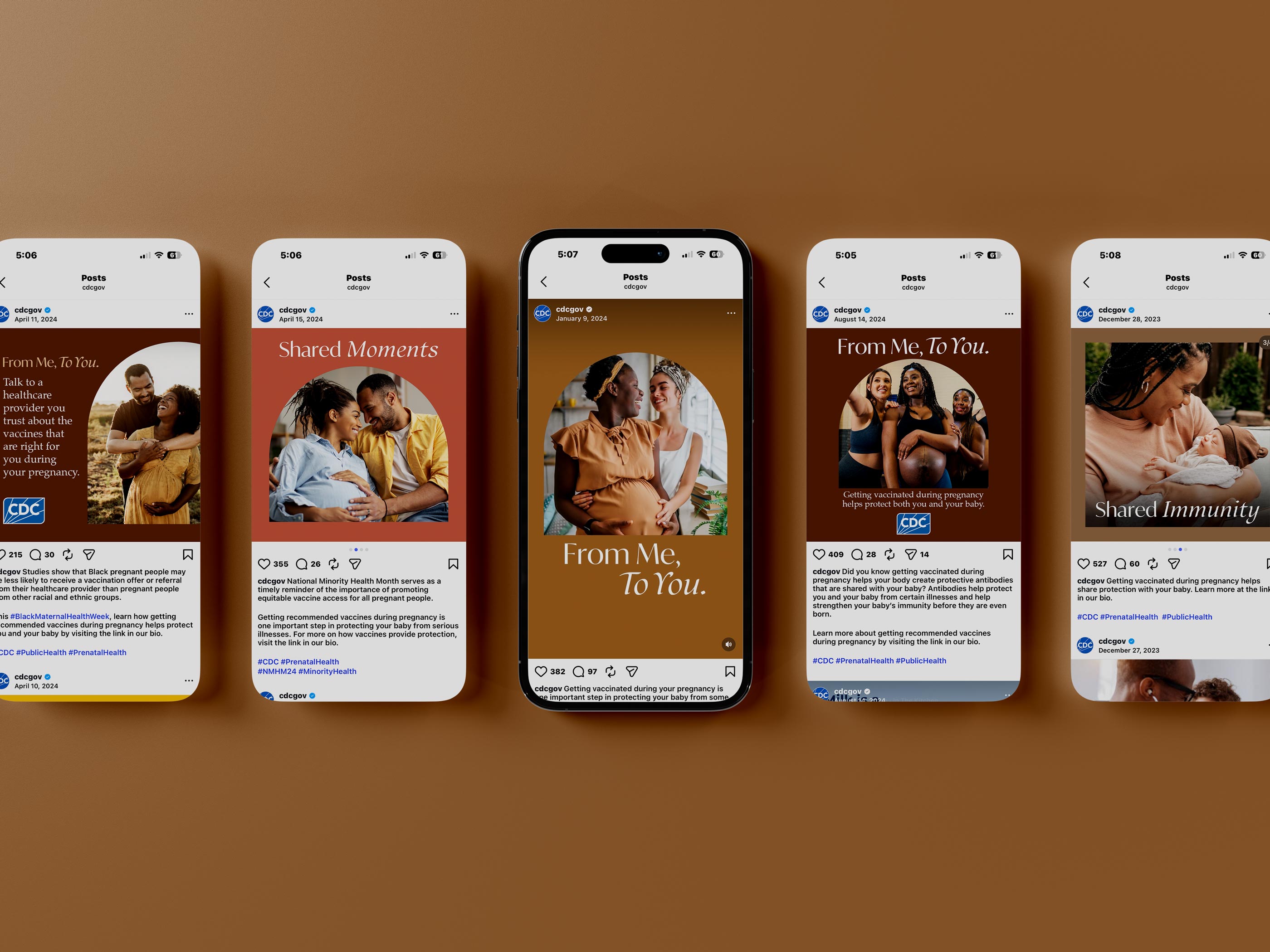 Tantrum Agency social content for the CDC From Me, To You campaign promoting vaccination during pregnancy