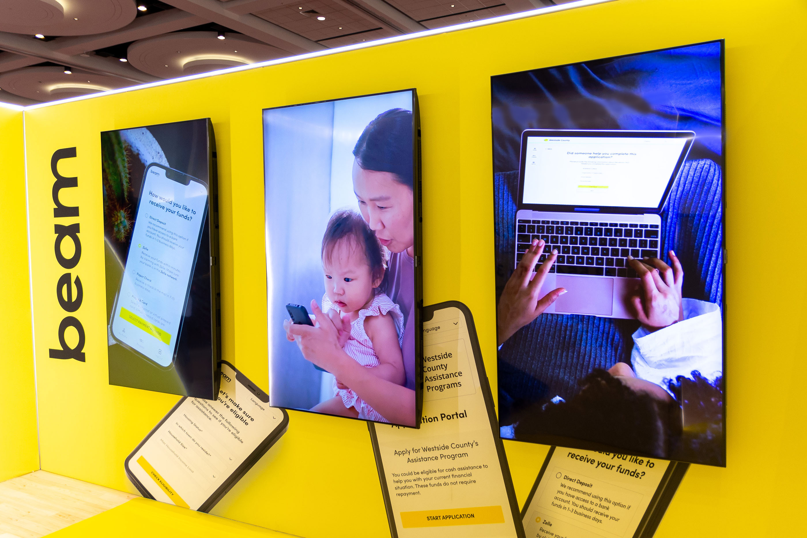 Tantrum Agency digital storytelling for Beam featuring product messaging on a Cities Summit event display